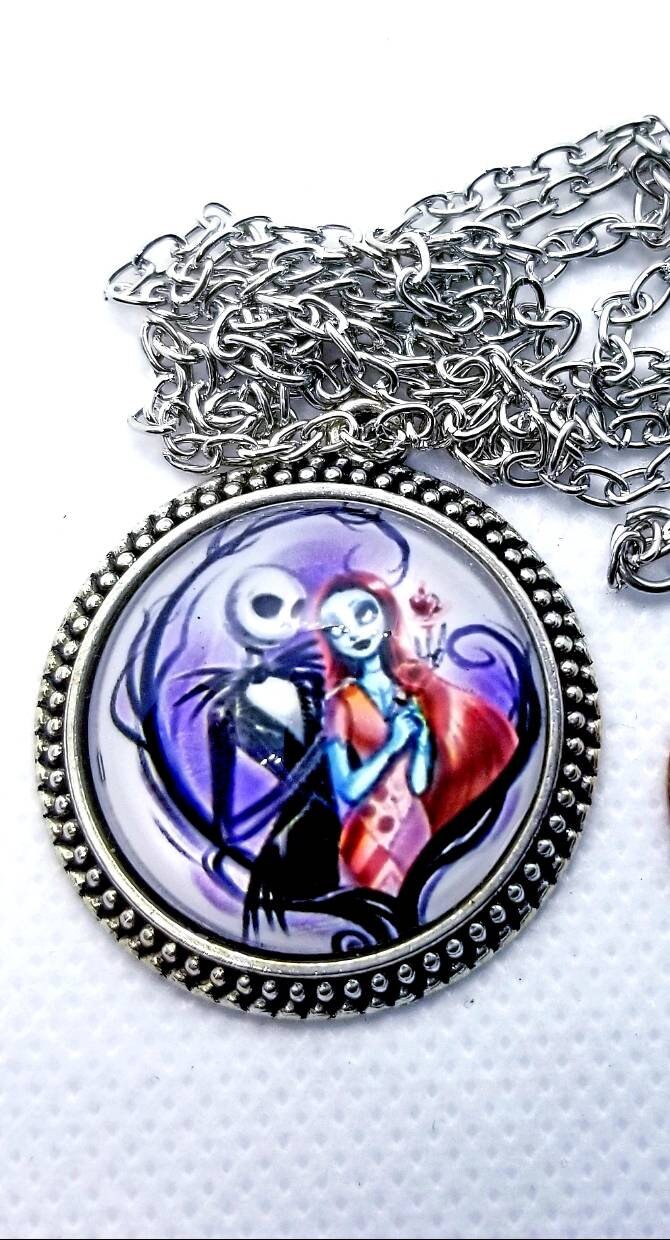 Silver Lovely Heart Jack Skellington and Sally Couple Name Engraving  Necklace Valentine's Day Gifts | Valentines necklace, Metal clay jewelry,  Gold jewelry for sale